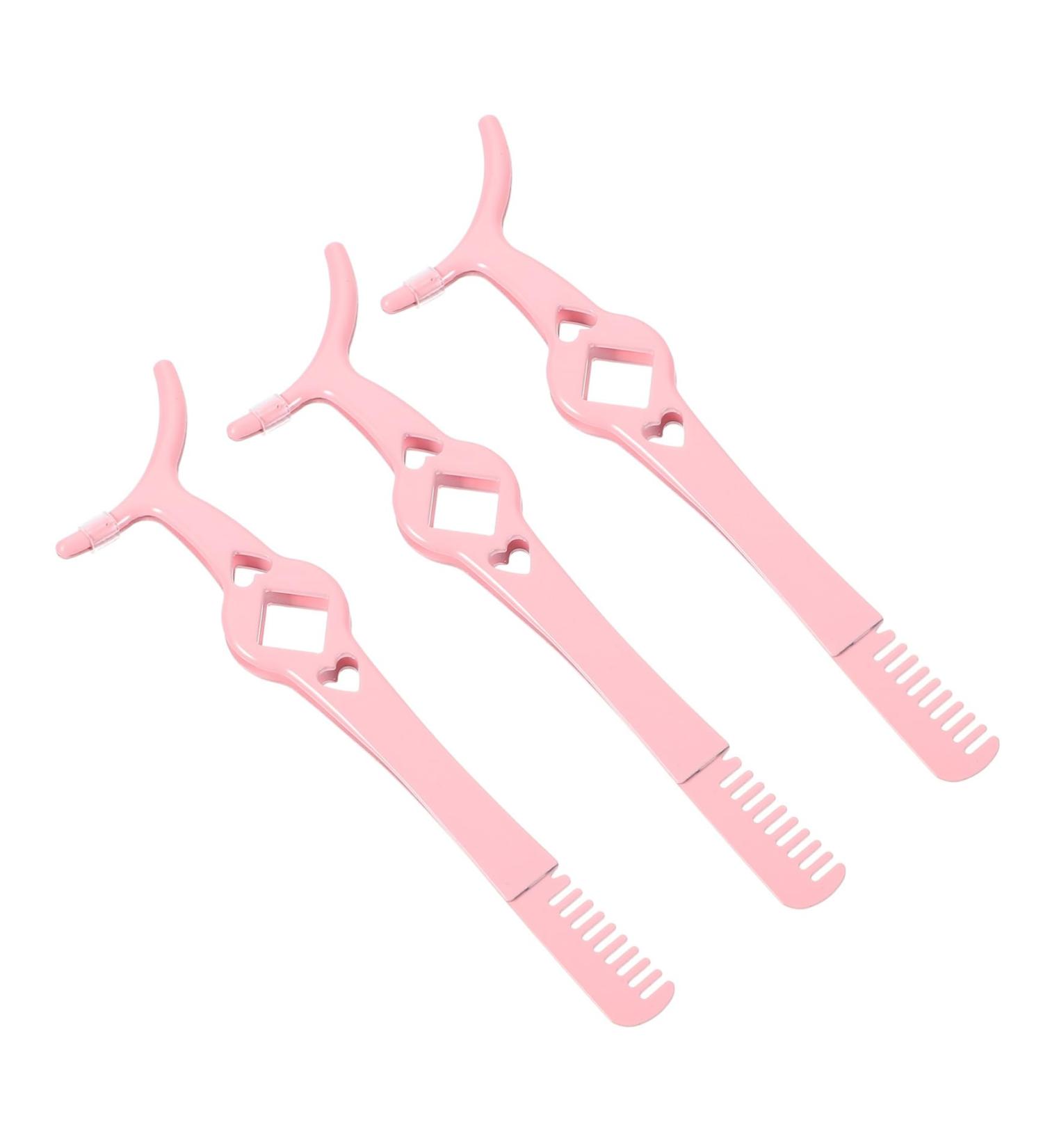 FRCOLOR 3pcs Eyelash Curler Set - Stainless Steel Eyelash Tweezer & Comb - Pink Beauty Tools for Women - Buy Online on GoSupps.com