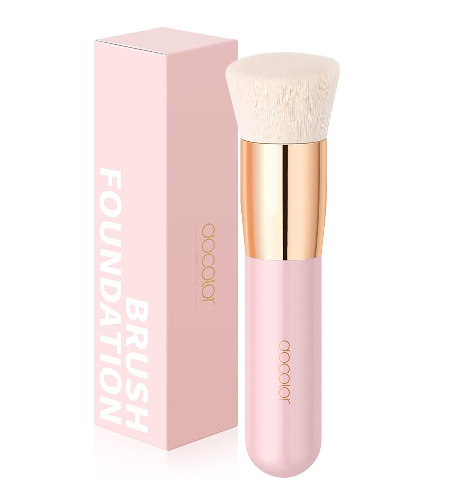 Docolor Flat Top Kabuki Foundation Brush - Premium Synthetic Makeup Tool for Flawless Application - Pink - Buy Online on GoSupps.com
