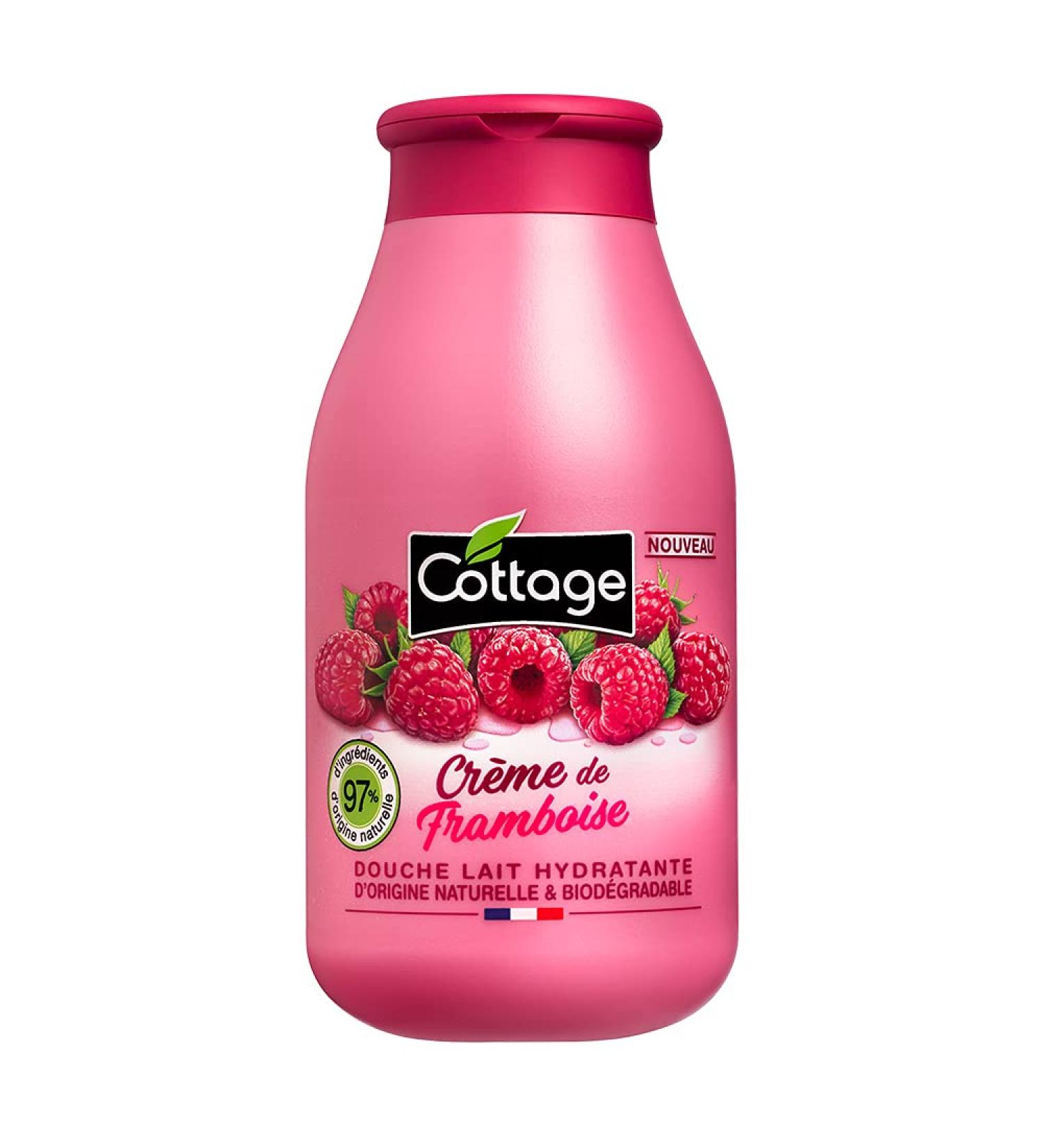 Cottage Moisturising Shower Milk - Raspberry Cream - 97% of Natural Ingredients - Made in France - 250 ml - Buy Online on GoSupps.com