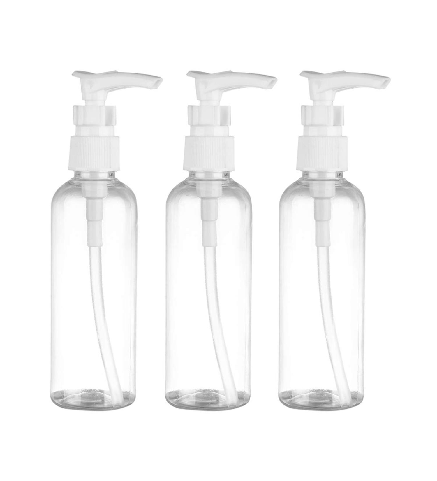 Lurrose 4-Piece Travel Bottles Set | Refillable 100ml Pump Dispenser Shampoo Donor | Ideal for Travel & Business Trips - Black & White - Buy Online on GoSupps.com