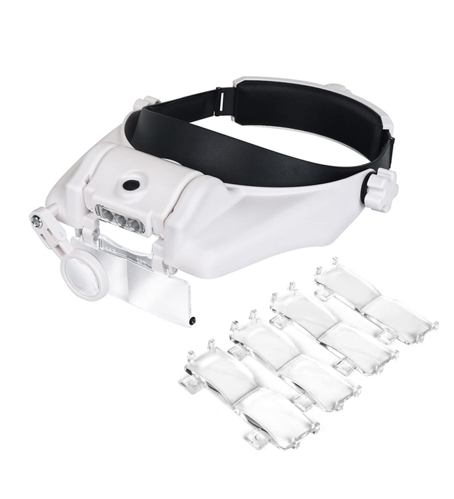 Magnifying Glass Lamp Glasses Loupe Watchmaker Repair Tool Glasses Magnifier LED Headband Magnifying Glass 1.5X 2X 2.5X 3X 3.5X 8 Flexible Gooseneck Arm - Buy Online on GoSupps.com