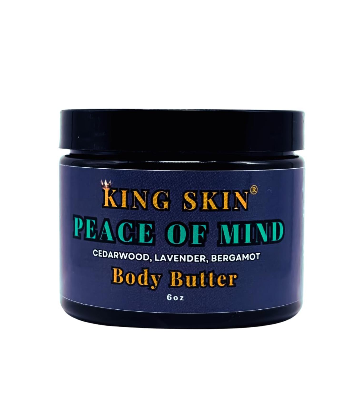 KING SKIN Peace of Mind Body Butter I Infused with Fine Fragrance with notes of Bergamot Cedarwood & Lavender I Packed with Shea Butter & Avocado I Long Lasting Deep Hydration for Men I 6 oz - Buy Online on GoSupps.com