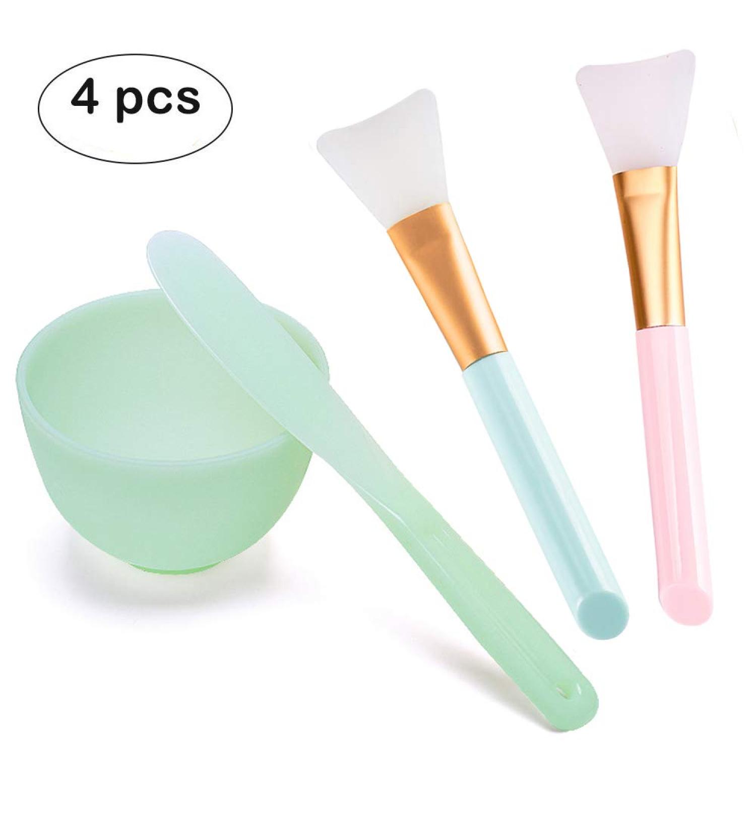 4 in 1 Silicone Face Mask Mixing Bowl Set | Brush Spatula & Tool for DIY Clay & Mud Masks - Buy Online on GoSupps.com