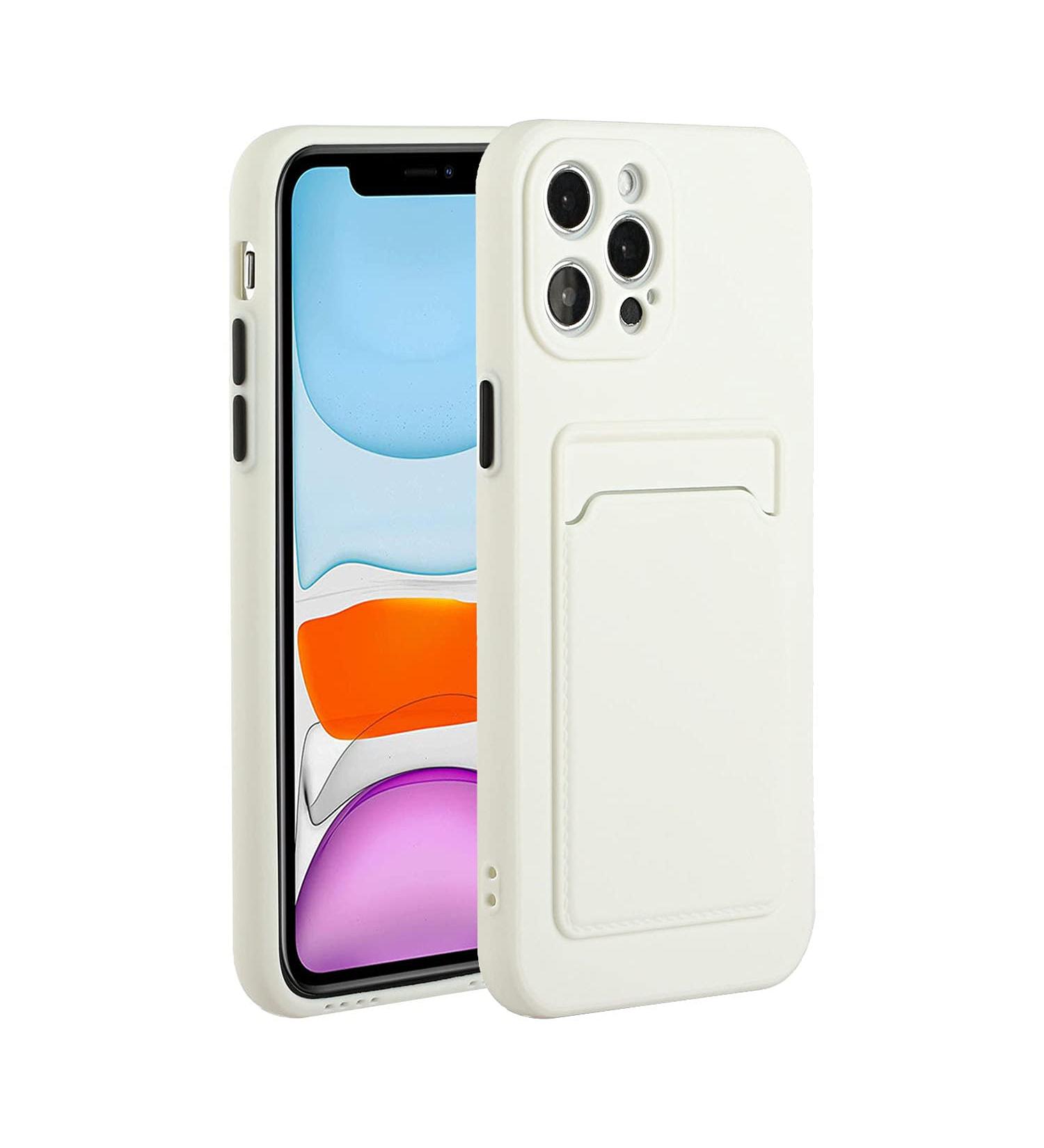 Tivenfezk Nadoli Silicone Case for iPhone 15 Pro Max - Ultra Thin Shockproof Scratch-Resistant Wallet TPU Cover with Credit Card Holder - White - Buy Online on GoSupps.com