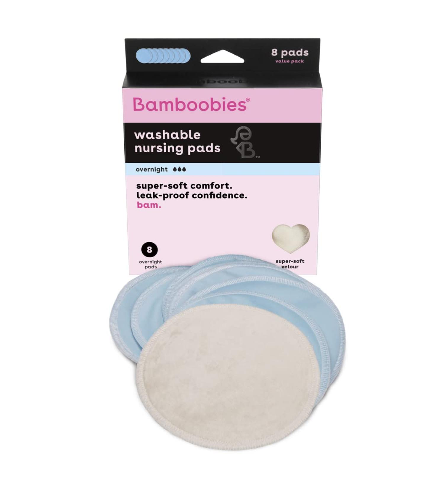 Super Soft Bamboobies Nursing Pads - Reusable & Washable Breast Pads for Breastfeeding - Milk Proof Bamboo Rayon Liner - Blue, 4 Pairs - Perfect Baby Shower Gifts - Buy Online on GoSupps.com