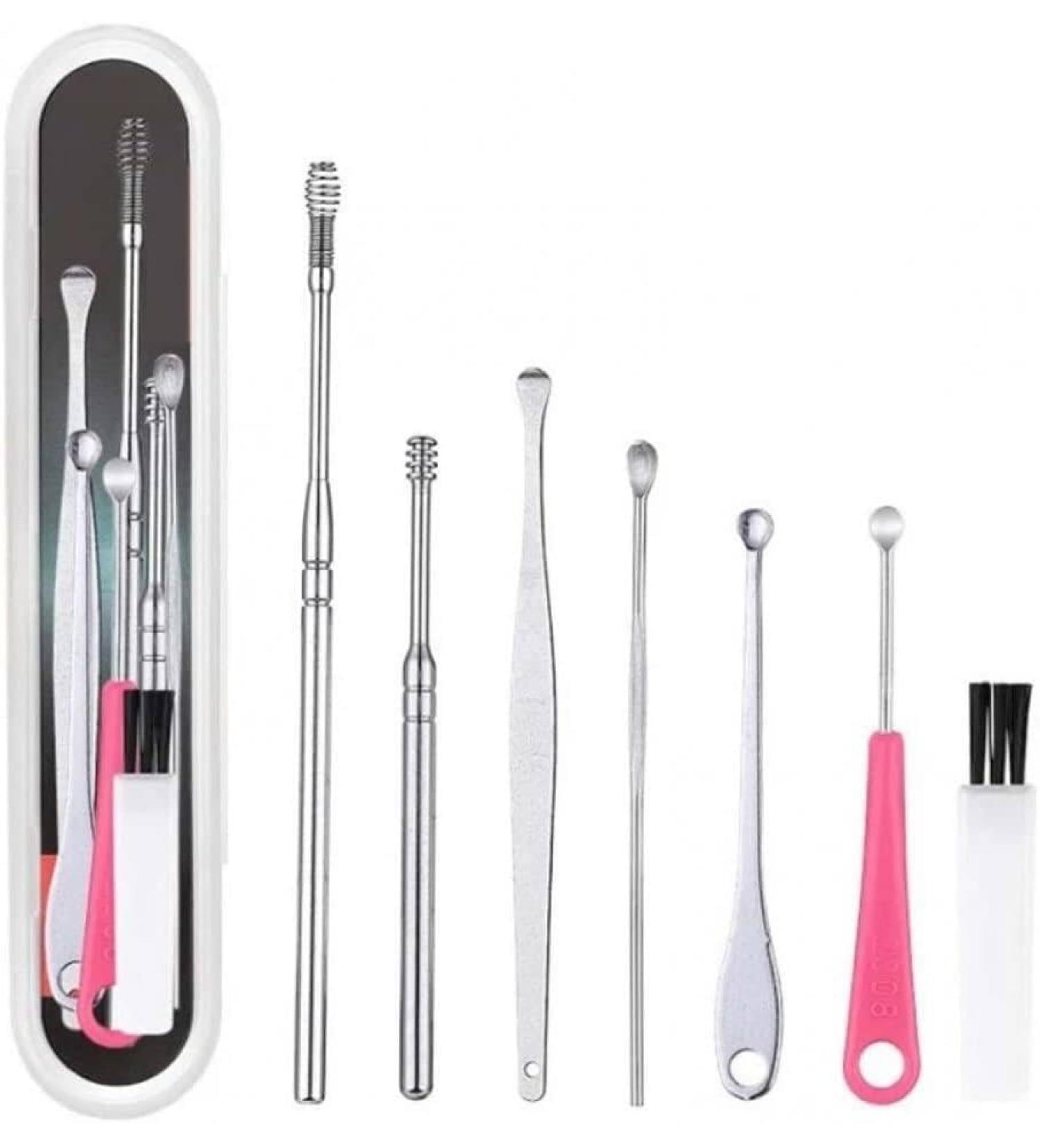 Stainless Steel Earwax Remover Kit - 7 Piece Set for Ear Cleaning and Wax Removal - Buy Online on GoSupps.com