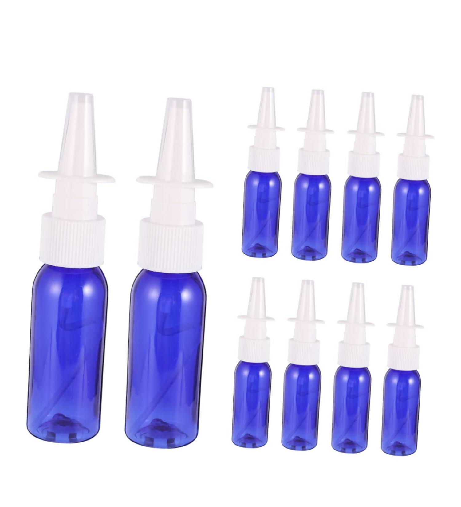 Minkissy 10pcs 30ml Nasal Spray Bottles Set - Amber Round Shoulder Design for Direct Spray | Mini Spray Bottles for Terrariums and Vials - Blue - Buy Online on GoSupps.com