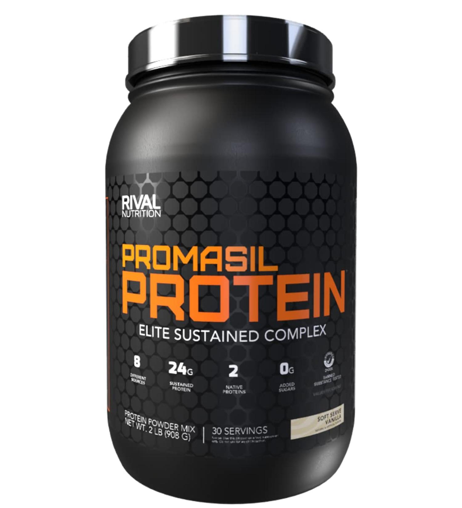 Rivalus Promasil Soft Serve Vanilla (8 Source) Sustained Blend W/Whey Isolate + Casein 2 Lbs 907 gram - Buy Online on GoSupps.com