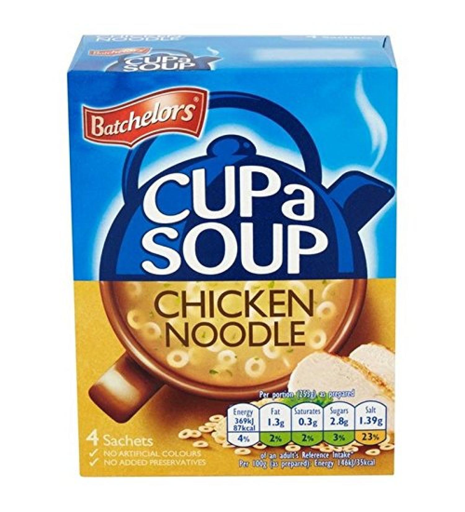 Batchelors Batchelors One Cup Chicken and Noodle Soup 4 Sachets 4 x 23g (Pack of 2)