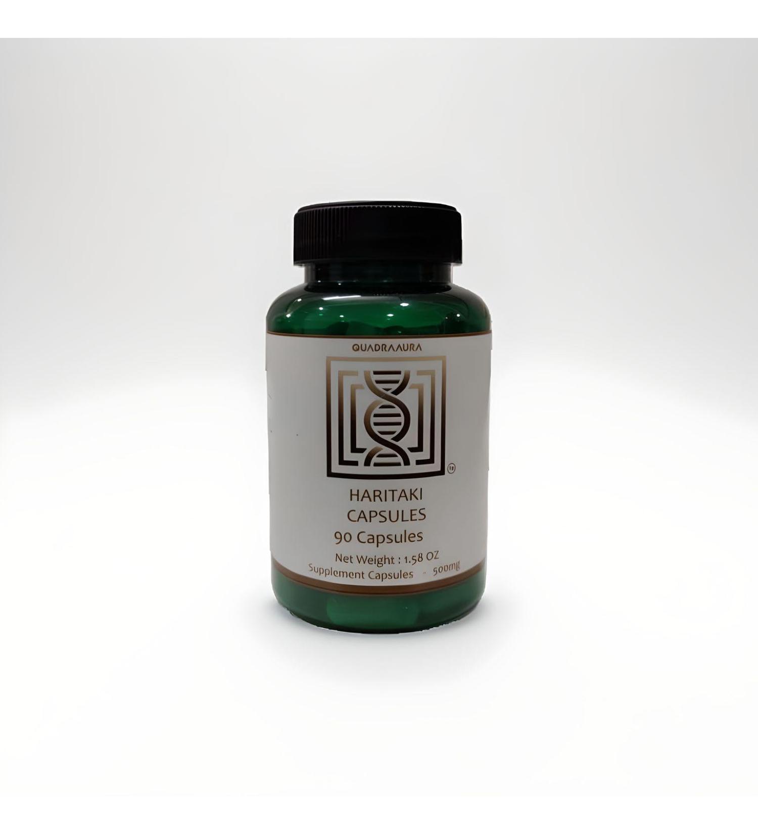 QUADRAAURA Haritaki - Pure Terminalia Chebula for Gut Health & Natural Detox - 90 Capsules