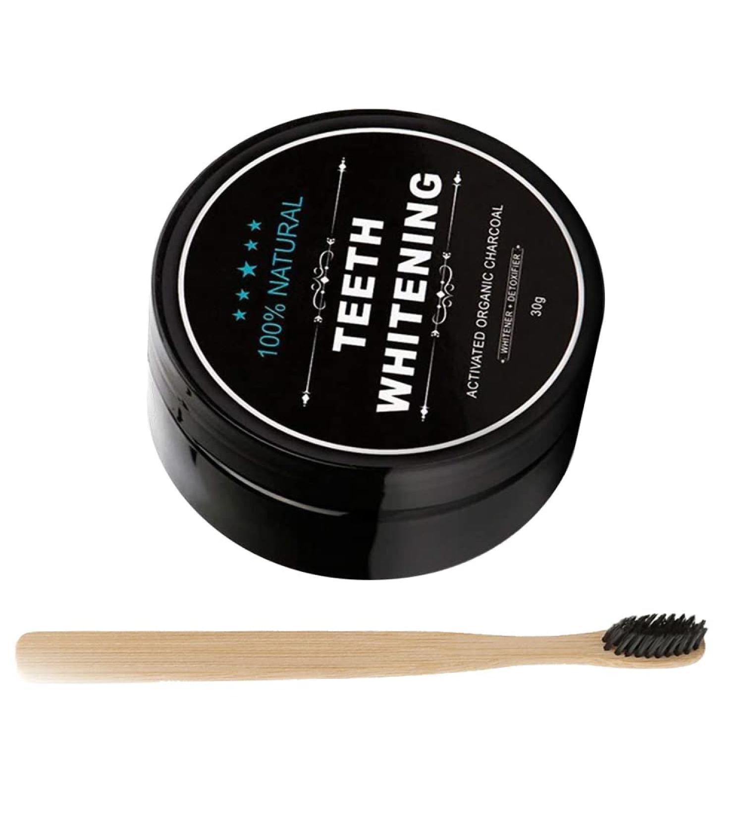 Activated Charcoal Teeth Whitening Powder & Natural Toothpaste with Bamboo Toothbrush - Buy Online on GoSupps.com