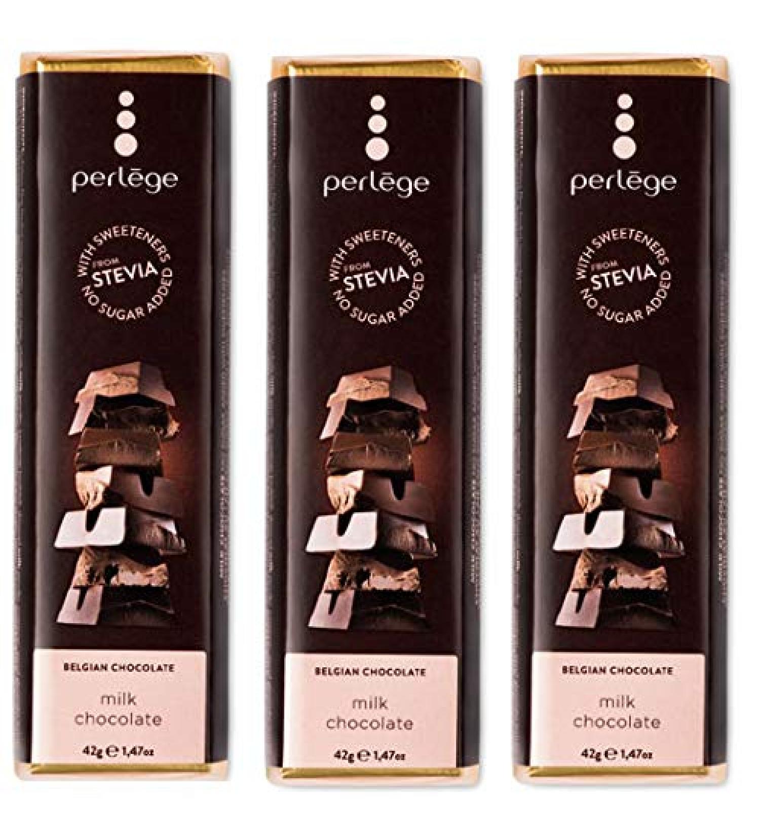 Perlege Perlege Chocolate with no added sugar and stevia 42g Milk x 3 bars