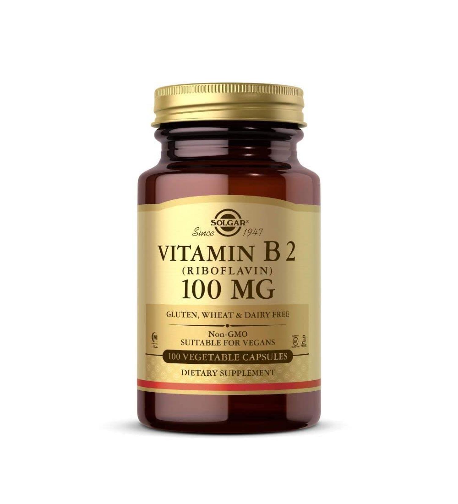 Solgar Vitamin B2 (Riboflavin) 100 mg 100 Vegetable Capsules