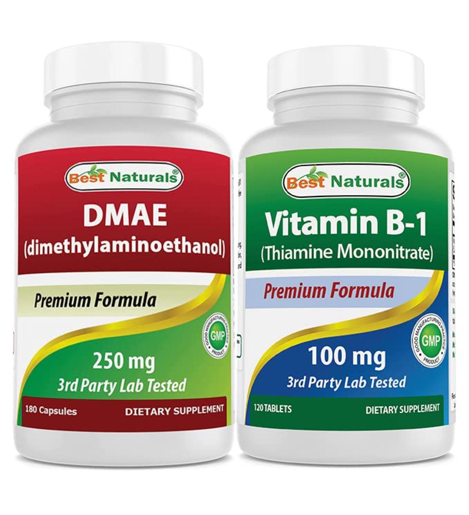 Best Naturals DMAE Supplement 250 mg & Vitamin B1 as Thiamine Mononitrate 100 mg - Buy Online on GoSupps.com