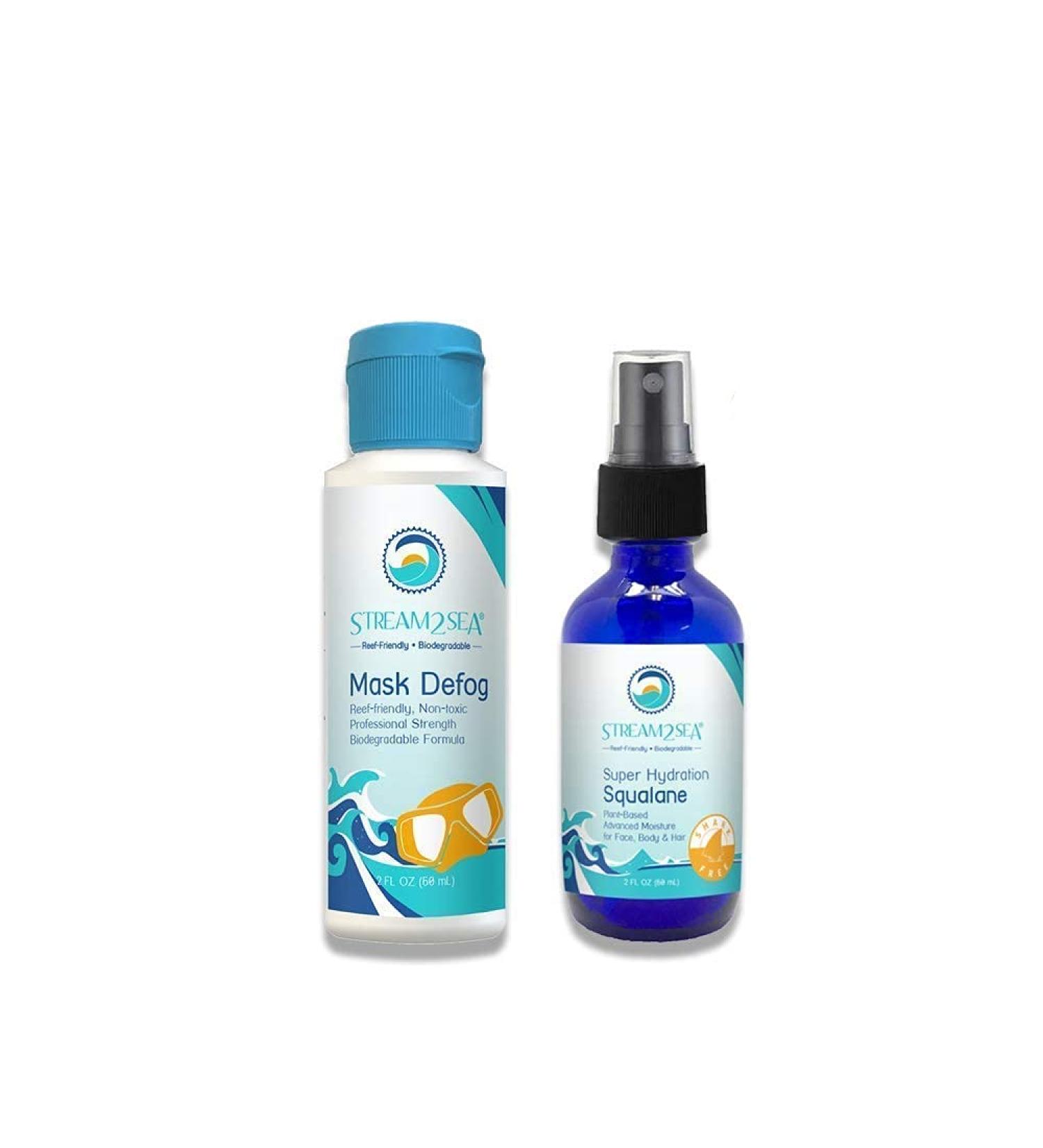 Stream2Sea Mask Defog & Squalane Oil with Vitamin E for Hydrated Skin, Hair, and Clear Diving Vision - Reef Safe, Paraben Free & Biodegradable - Buy Online on GoSupps.com