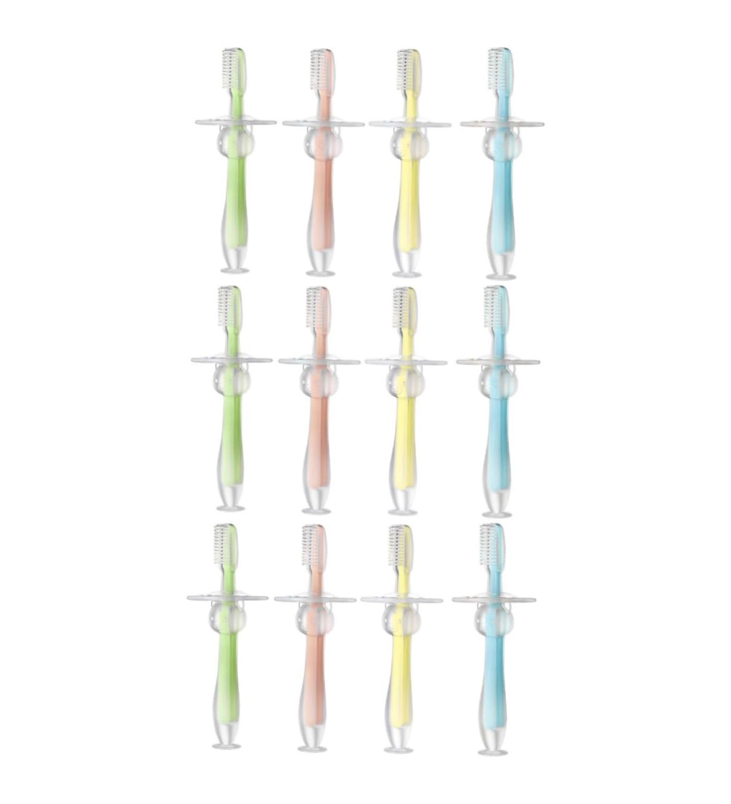 IPETBOOM 12 Pack Silicone Training Toothbrush for Babies & Toddlers - Soft Bristle Handheld Toothbrushes - Buy Online on GoSupps.com