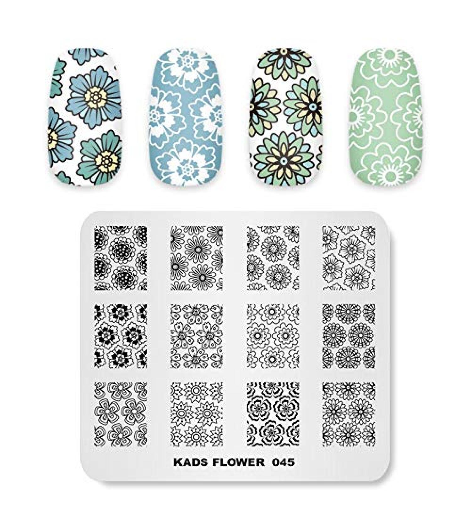 Alexnailart Nail Stamping Printing Plate Template Image Plate Stamper Scraper Flower Pattern Nail Art Decoration DIY Print Manicure Design FL045 - Buy Online on GoSupps.com
