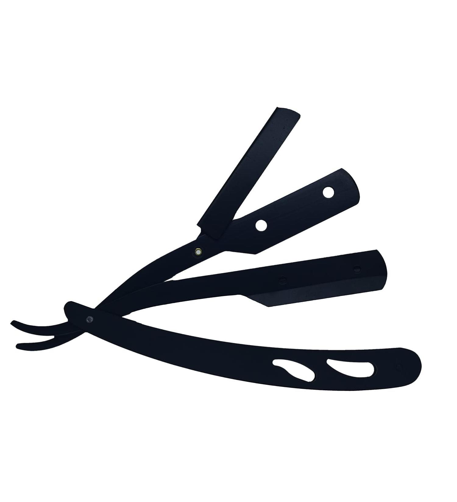 Buy Sicastar Stainless Steel Folding Straight Edge Razor - Single Edge Replaceable Blades - Black - Perfect for Barber Shaving - Buy Online on GoSupps.com