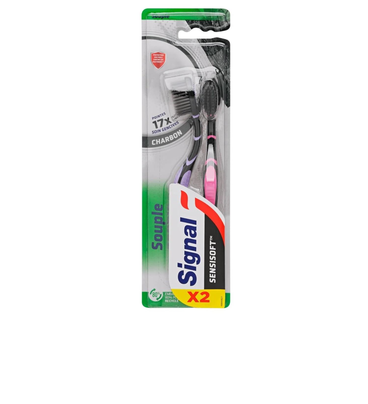 Signal Sensisoft Charcoal Soft Toothbrush Duopack 2pcs Mixed