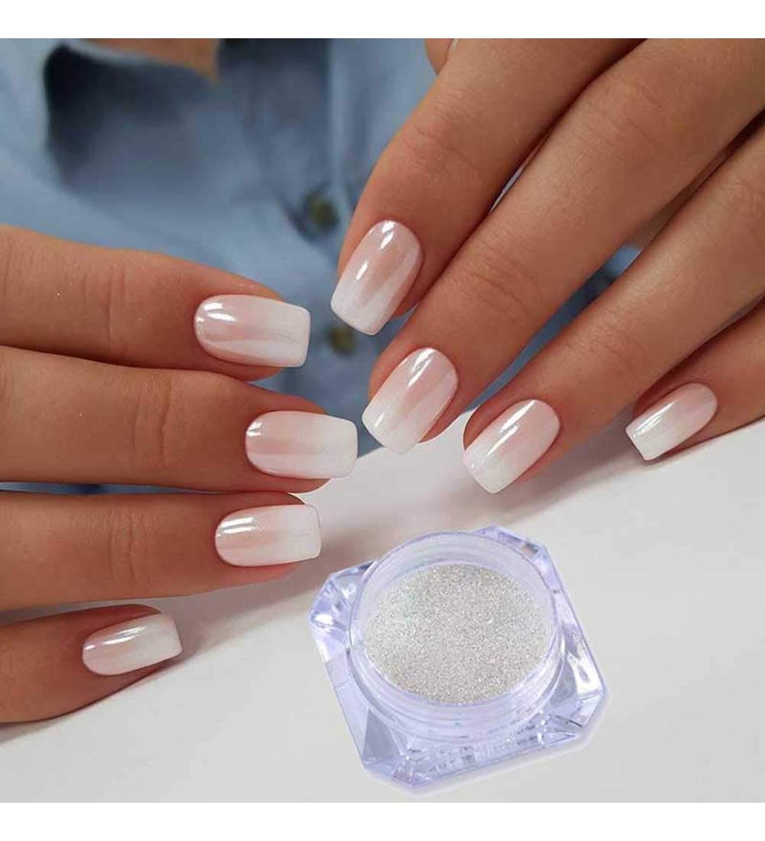 Peacock Mirror Nail Glitter Powder - Rose Gold & Silver Mix | Nail Art Chrome Pigment | DIY Sparkly Flakes Gel Decorations - Buy Online on GoSupps.com