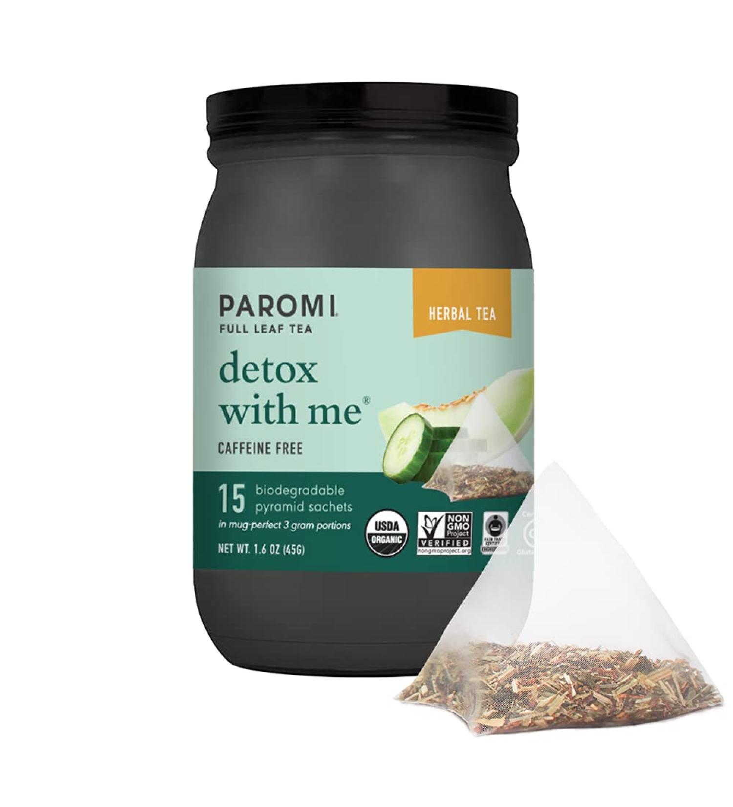 Paromi Detox With Me Rooibos Organic Herbal Tea - 15 Count Signature Jar - Buy Online on GoSupps.com