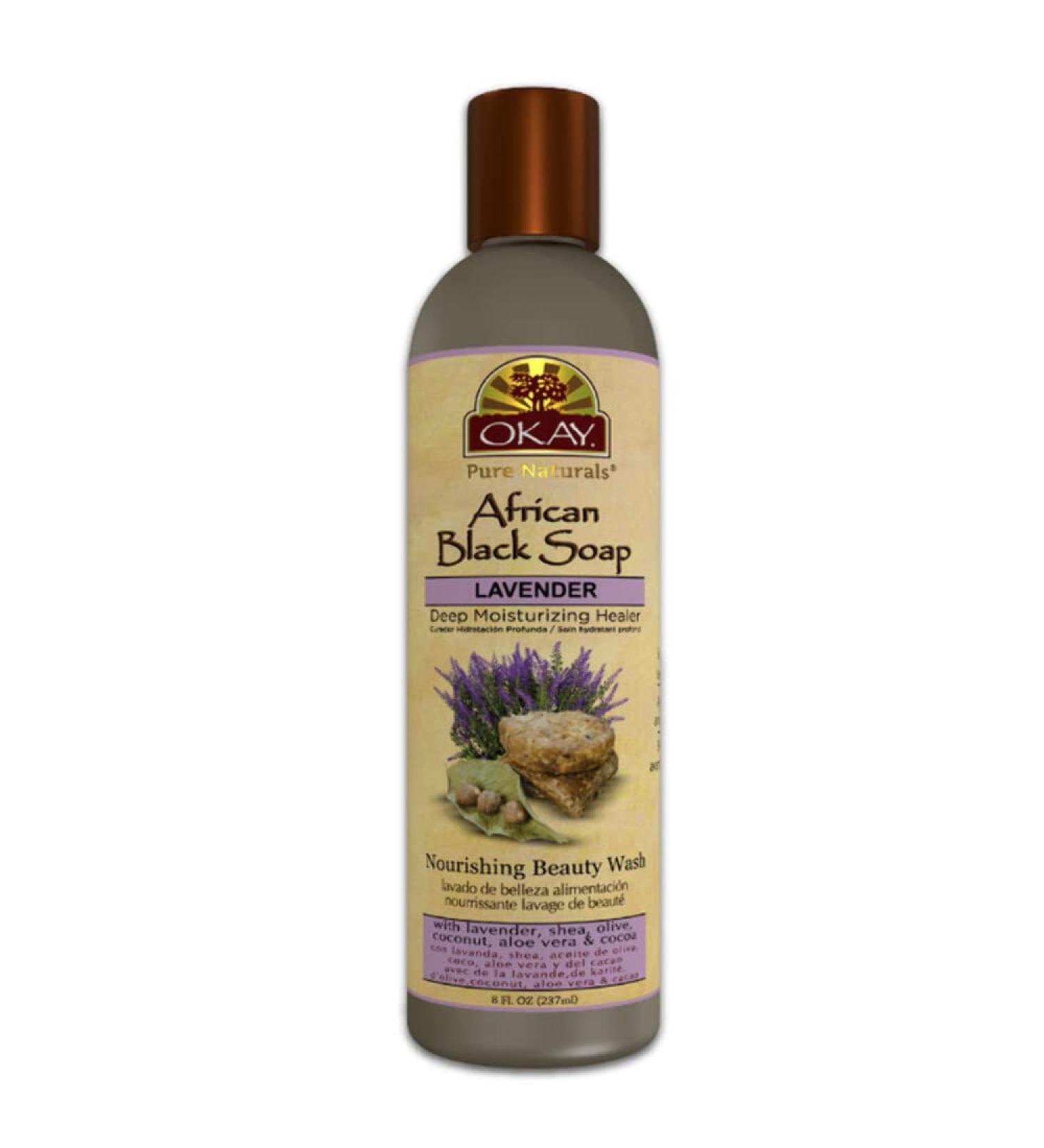 Okay African Black Soap Liquid - Silver & Lavender | 8 Fl Oz - Natural Skincare - Buy Online on GoSupps.com