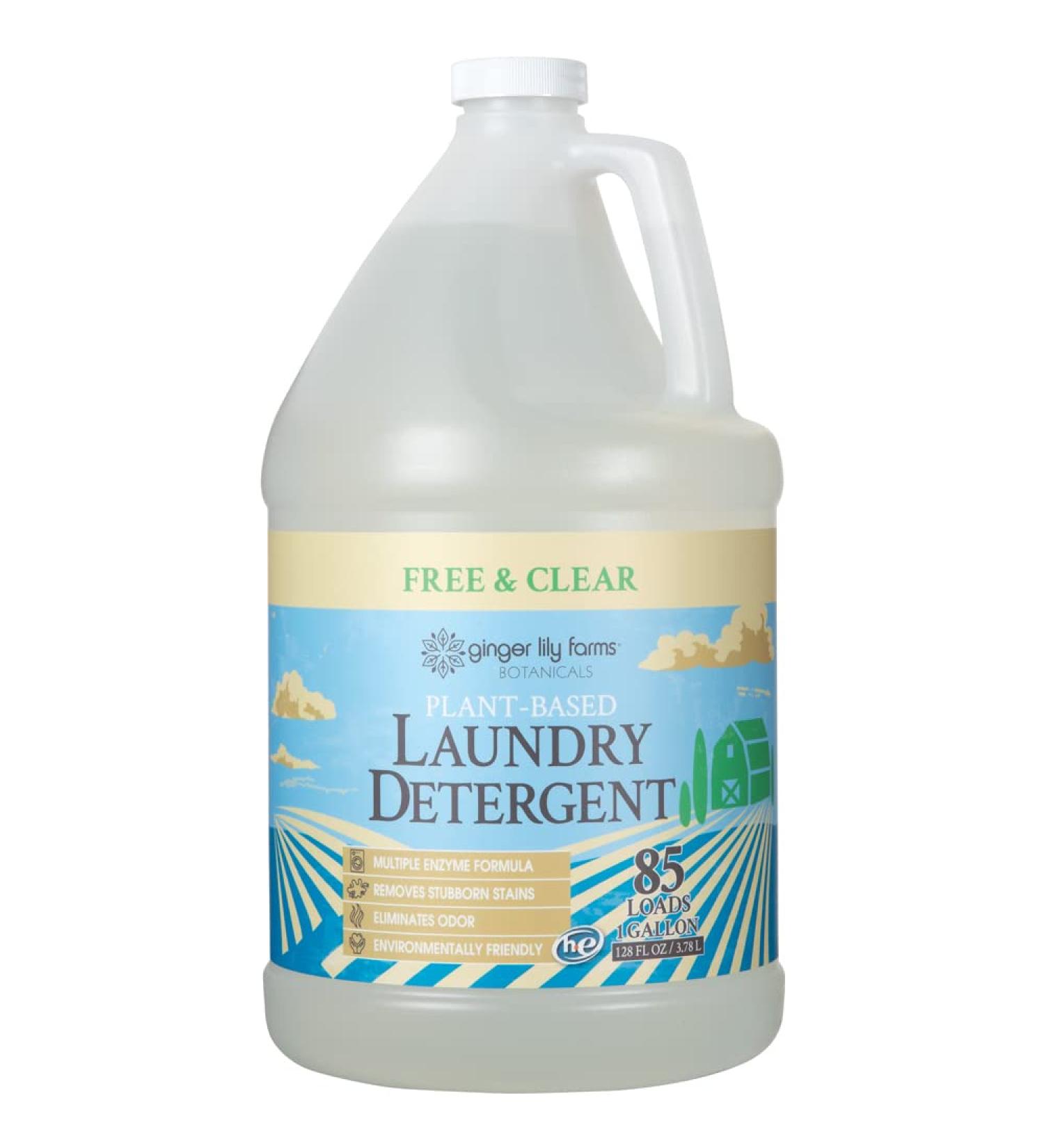 Ginger Lily Farms Plant-Based Liquid Laundry Detergent | Free & Clear HE Compatible 85 Loads 1 Gallon - Eco-Friendly Cleaning Solution - Buy Online on GoSupps.com