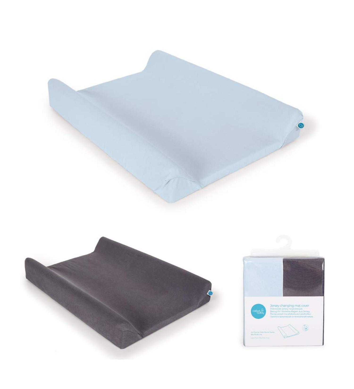 Ceba Baby Changing Pad Covers - 2 Set Extra Thick Cotton Dark Gray & Blue Fits 50x70 / 50x80 cm Diaper Pad Cozy Wedge Wraps for International Shipping - Buy Online on GoSupps.com