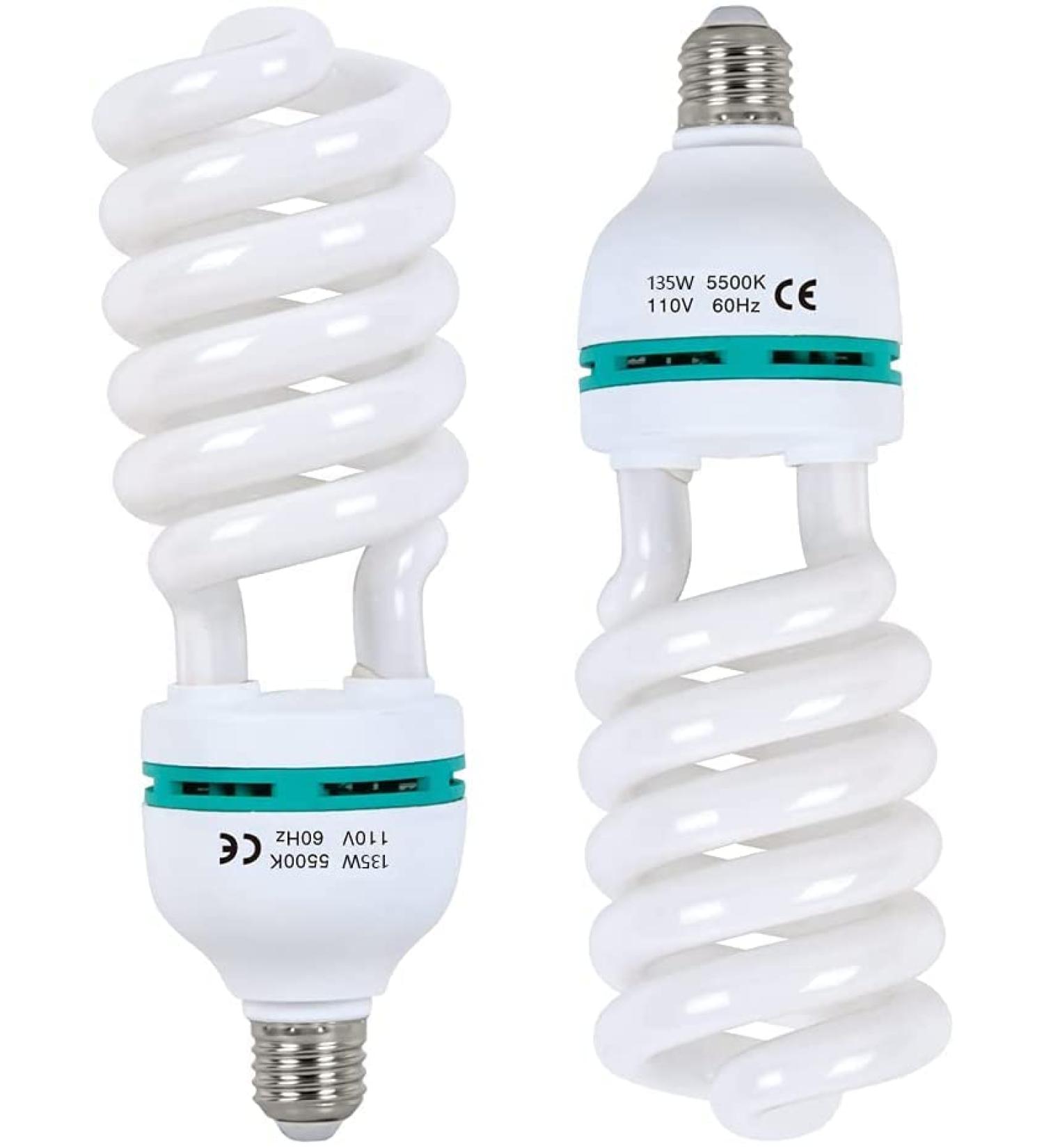 2pcs 135W CFL Daylight Spiral Softbox Lighting Kit Bulb 5500K E27 Socket for Photography - 2 Count - Buy Online on GoSupps.com