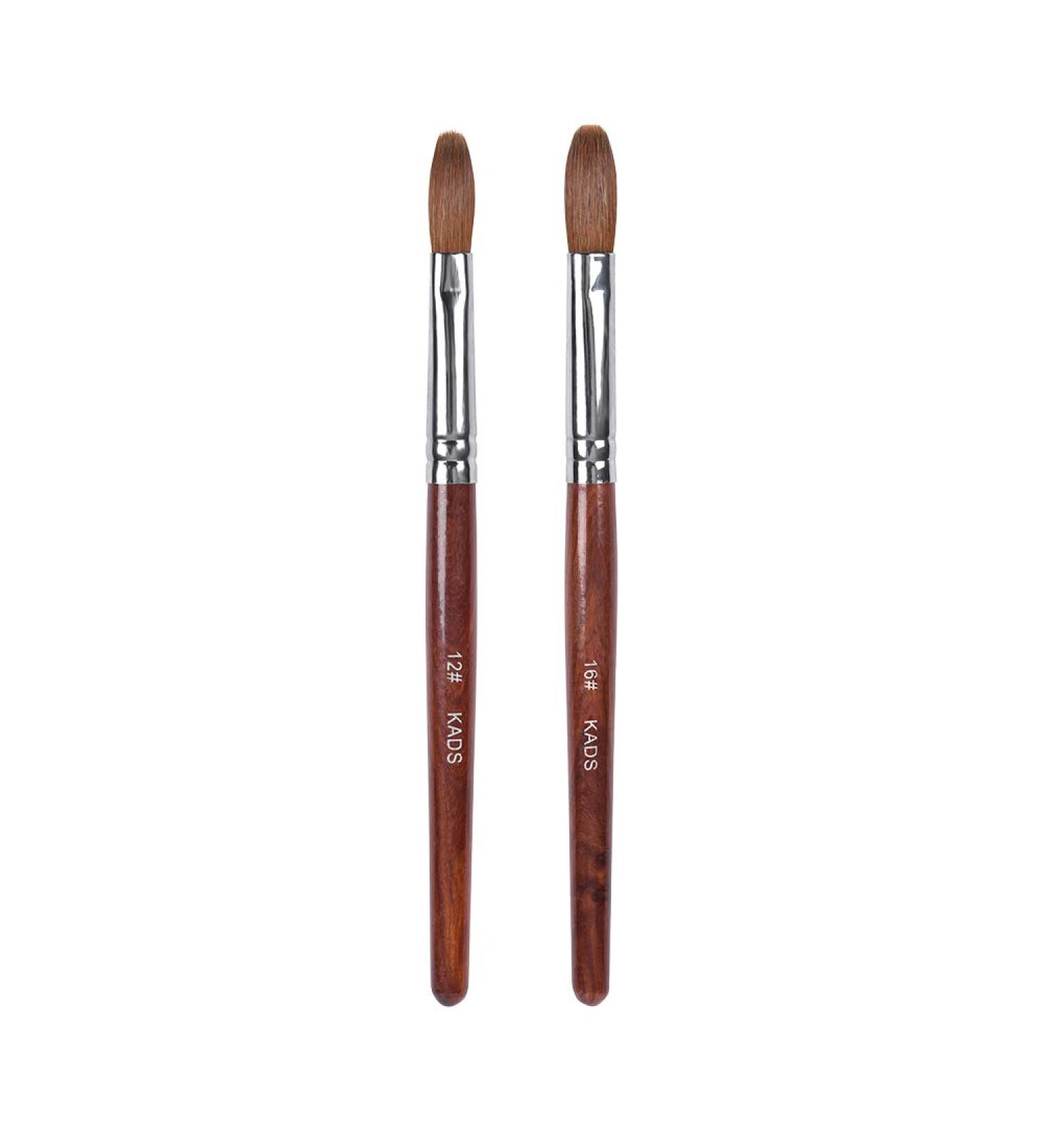 Alexnailart 2pcs Kolinsky Sable Nail Brush Combo with Red Wooden Handle - 12# & 16# Acrylic Brush for Nail Art Pen and Acrylic Powder Manicure Design - Buy Online on GoSupps.com