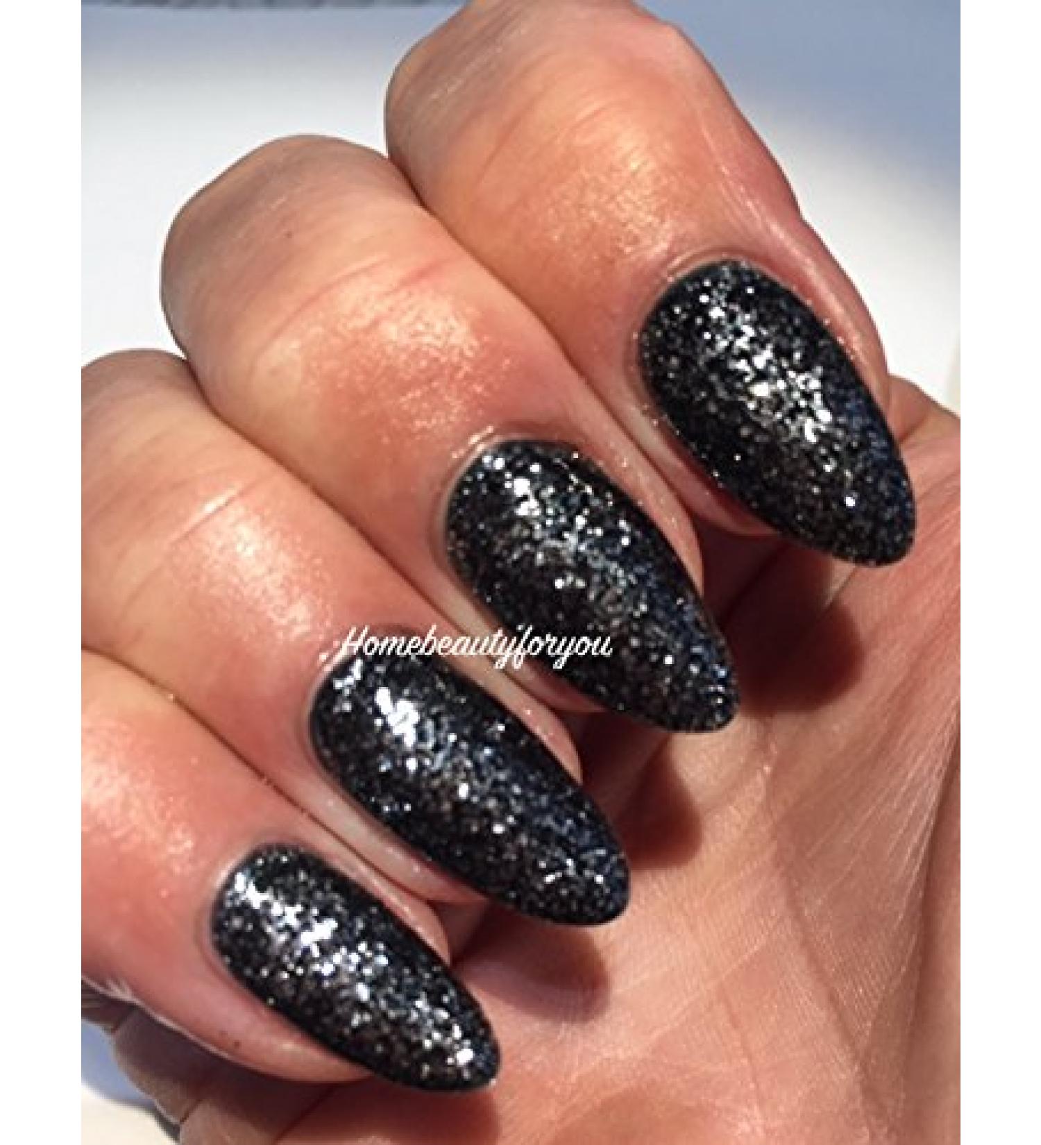 Bluesky Nail Gel Polish BLACK BLACK WITH GLITTER CHOOSE YOUR POPULAR BLACK UV LED Soak Off 10ml (DARK DIAMOND 80633 BLACK + SILVER GLITTER)