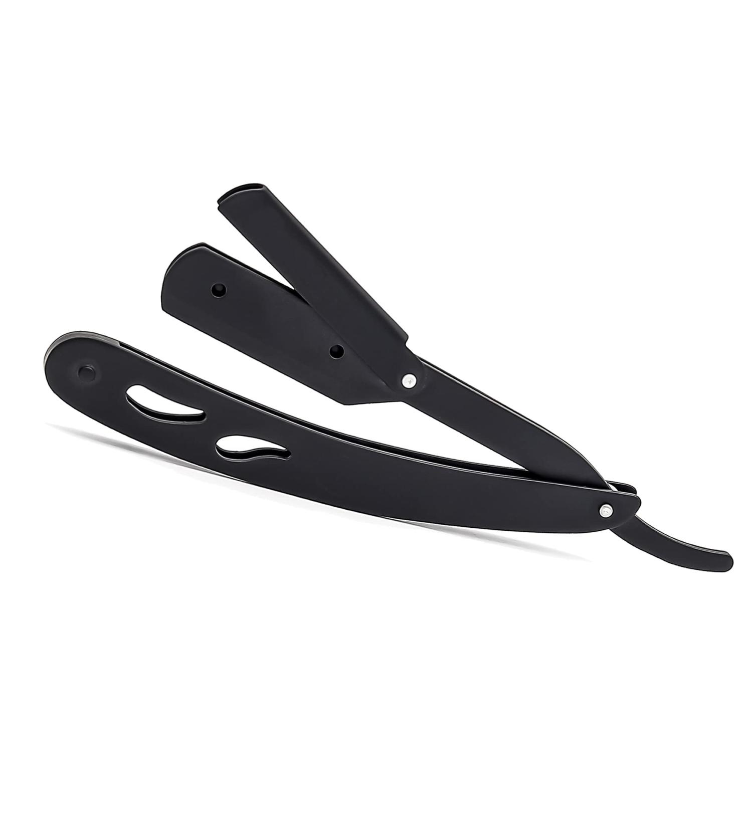 Classic Matte Black Cut Throat Razor for Men | Stainless Steel Professional Straight Edge Shaving & Beard Razor | Salon Quality & Lightweight Design - Buy Online on GoSupps.com