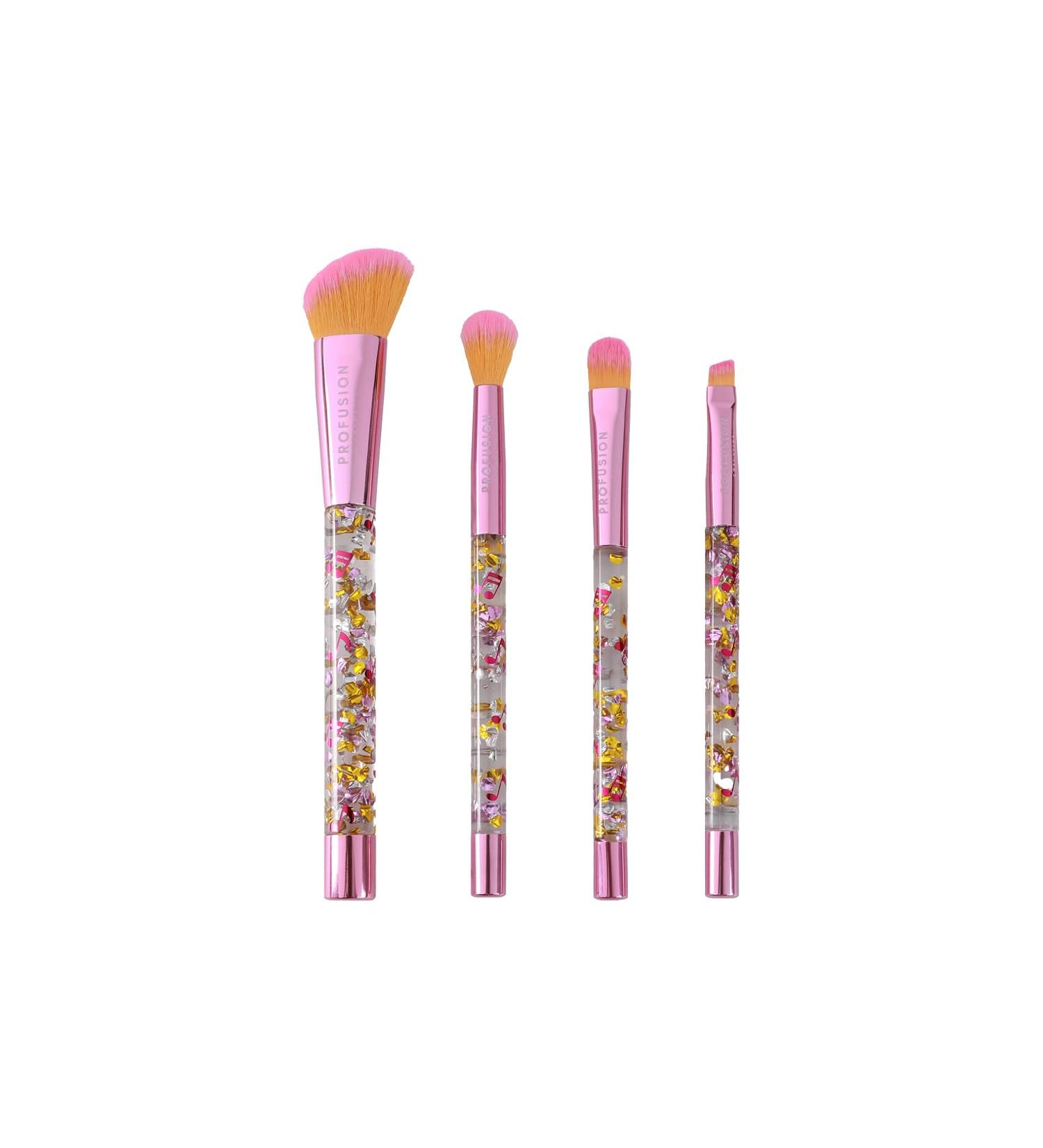Profusion Cosmetics It's a Vibe Brush Set - Vegan & Cruelty-Free 4-pc Face & Eye Brushes | Premium Fibers & Confetti Handles for Powder Cream & Liquid Formulas - International Shipping Available - Buy Online on GoSupps.com
