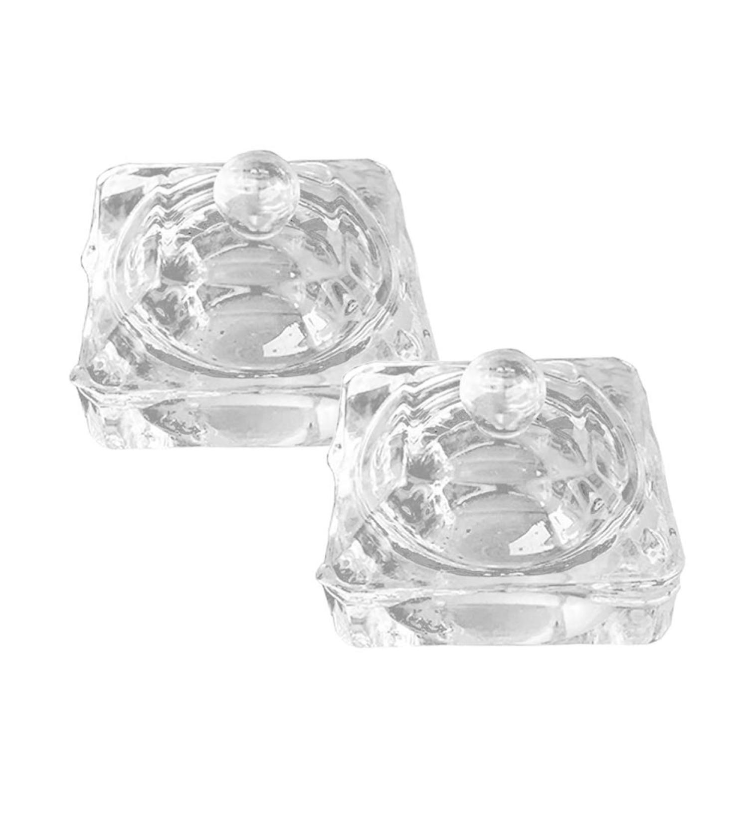 2 Pcs Nail Art Glass Acrylic Dappen Dish with Lid - Crystal Cup Glassware Tools - Buy Online on GoSupps.com