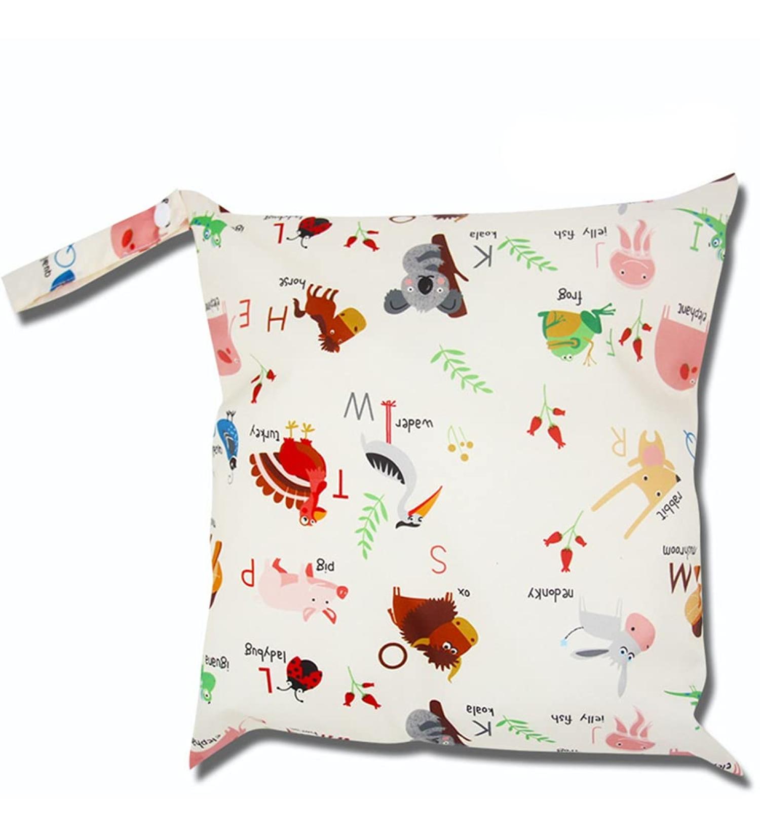 Egurs Waterproof Reusable Wetbag Diaper Bag - Nappy Bag Zoo & Letters | 30x28cm Ideal for Travel & Storage - Buy Online on GoSupps.com