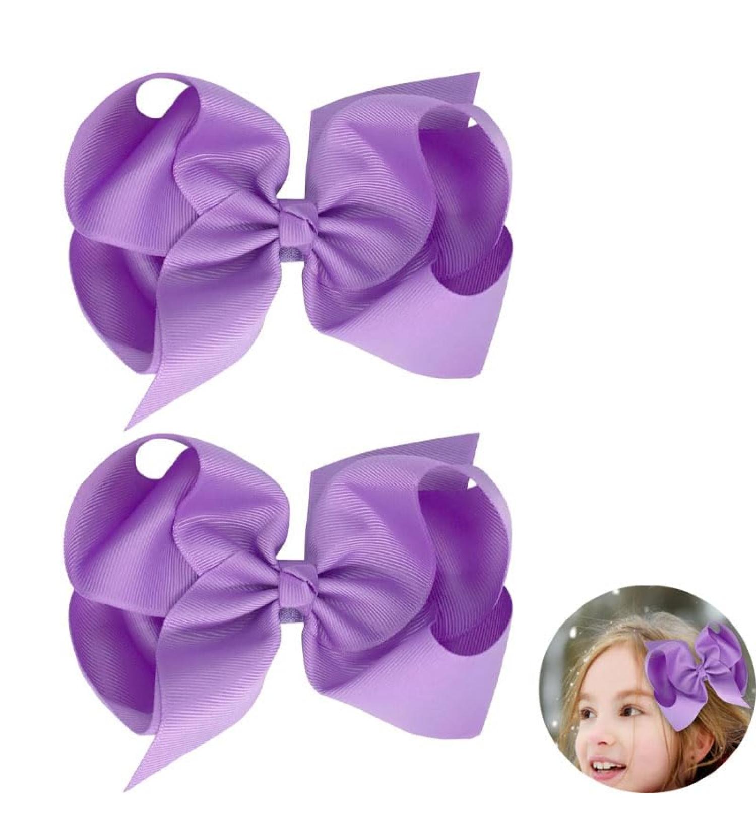 Ribbon Hair Bows Clips Barrettes 6 inch Large Spiral Ribbon Bow Hair Clips Long Ponytail Barrette Light Fine Hairbows Accessories for Toddler Teens Girls Purple - Buy Online on GoSupps.com