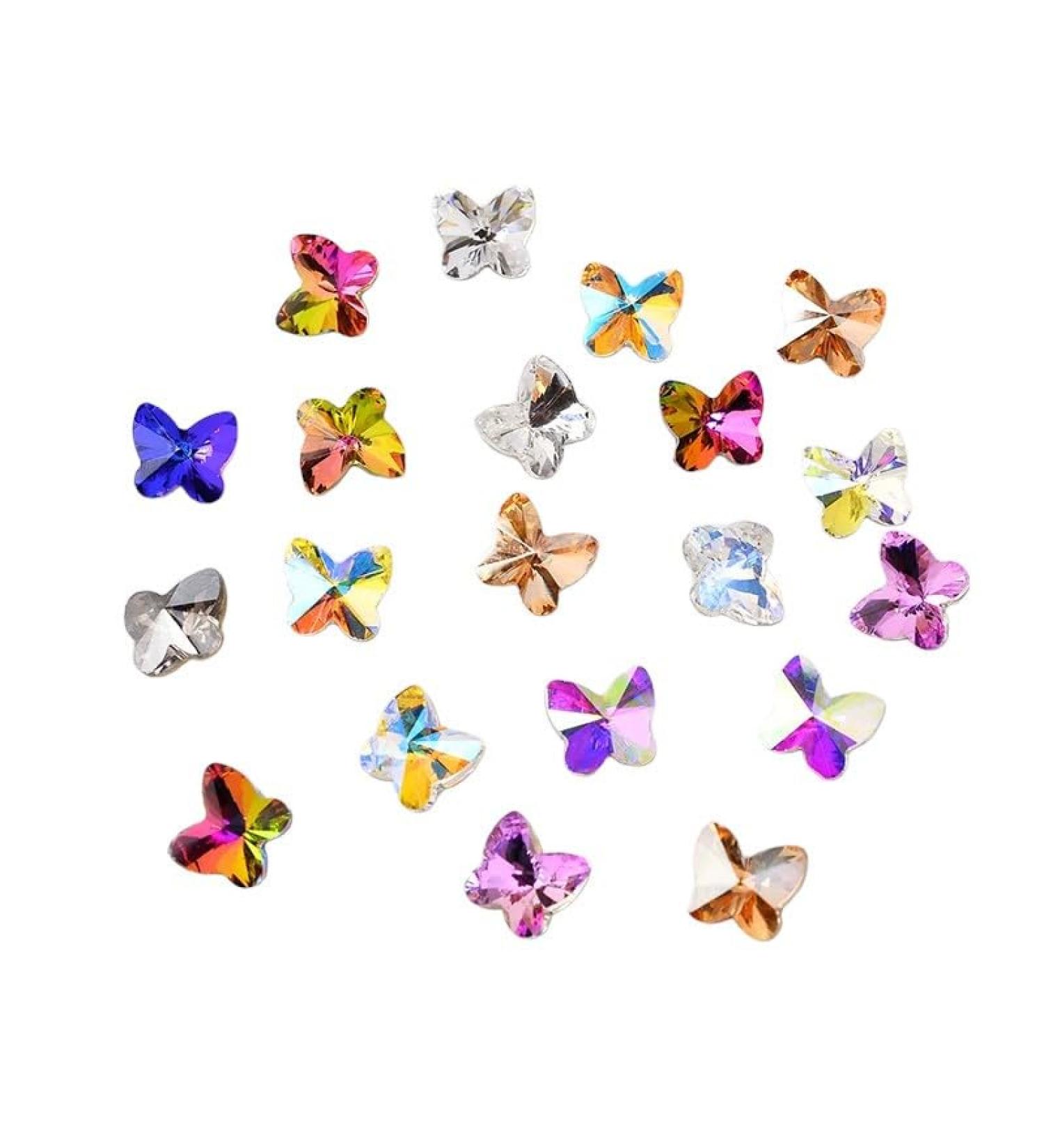 9X10Mm 12Pcs Pointedback K9 Butterfly Crystal Drill Tip Bottom Special-Shaped Rhinestone Diy Nail Stick Bead Nail Ornament - Buy Online on GoSupps.com