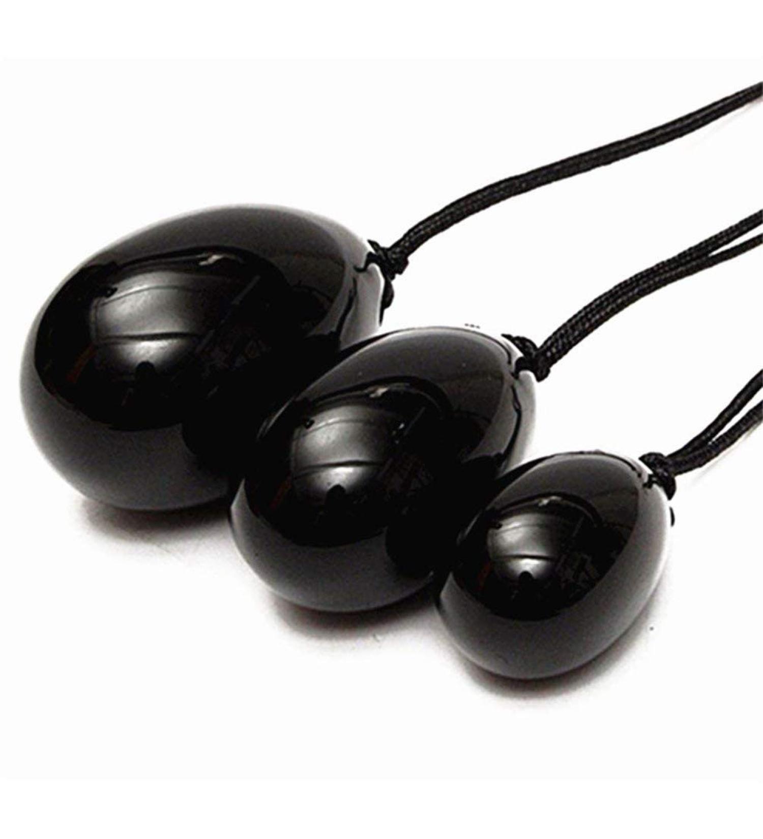 Shop Cozhotek Rosenquarz Yoni Eggs Set - 3 Sizes for Women's Health & Recovery | Cone Exercise with German Instructions - #3 Black Obsidian - Buy Online on GoSupps.com