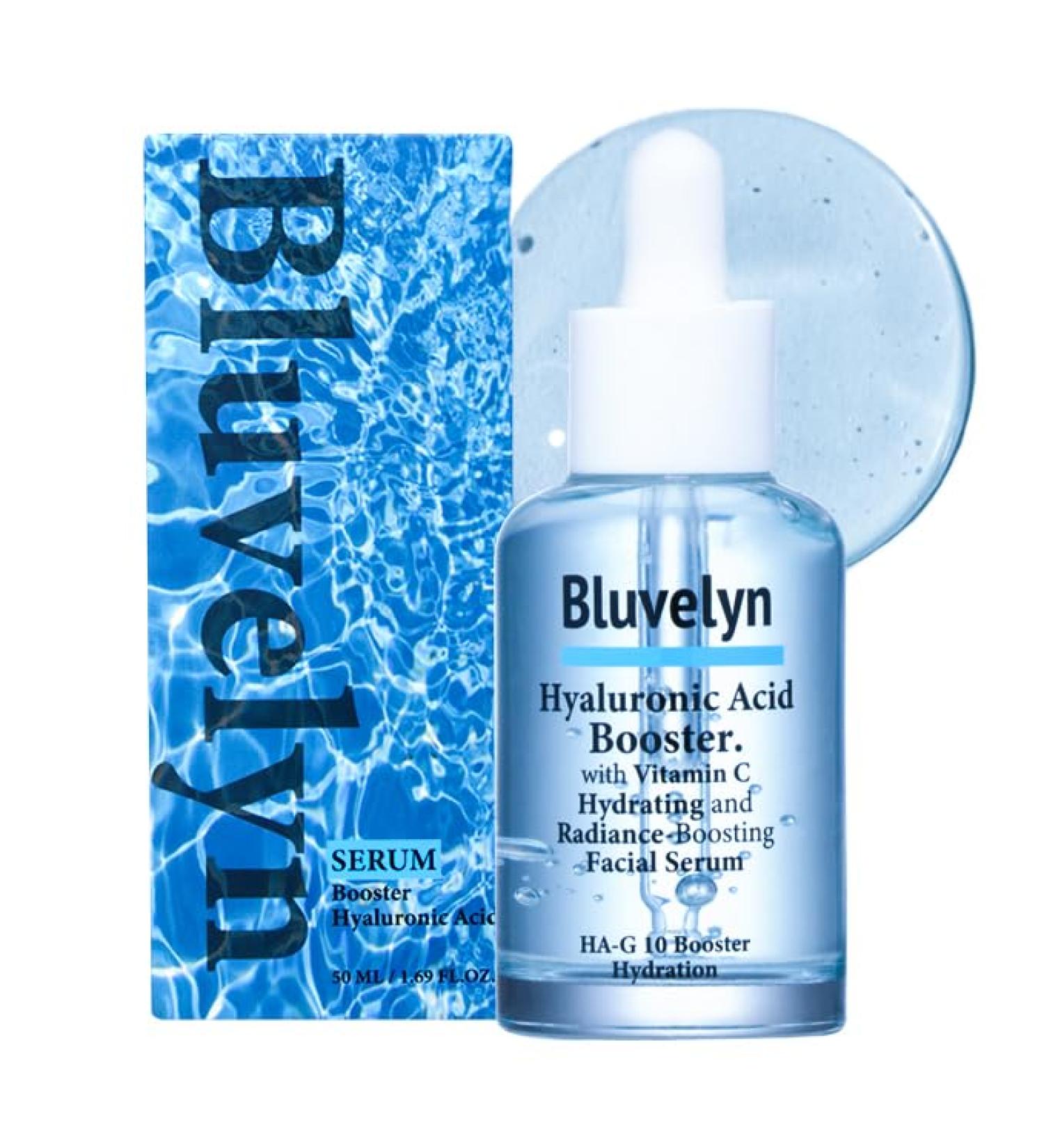 Bluvelyn 10-Layer Hyaluronic Acid Booster Serum 100 000ppm High Concentration with Vitamin C Deep Hydration & Brightening for All Skin Types (50ml /1.69 fl.oz) - Buy Online on GoSupps.com
