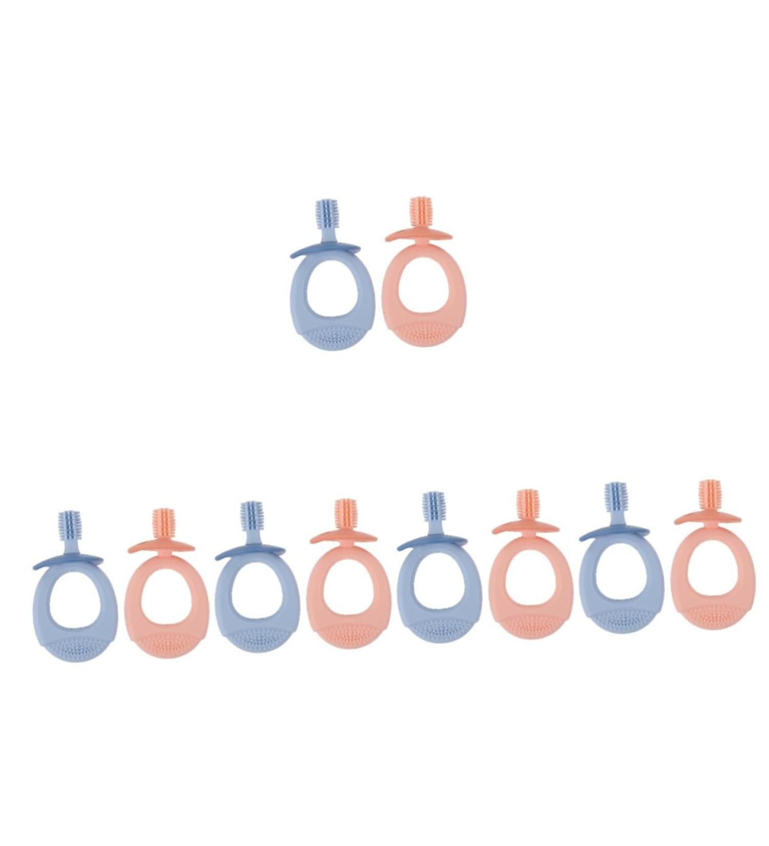 Shop Minkissy 10 pcs Silicone Baby Toothbrush Set | Safe & Fun Children's Toothbrushes & Pite Ring for Toddlers - Buy Online on GoSupps.com