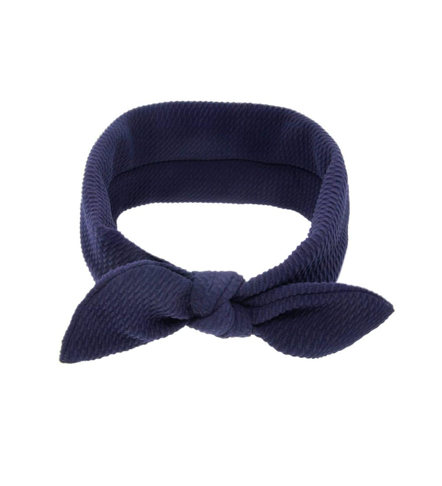 Baby Hair Band | Cute Dark Blue Headband for Girls 0-36 Months | Knot Turban & Elastic Toddler Hair Accessories - Buy Online on GoSupps.com