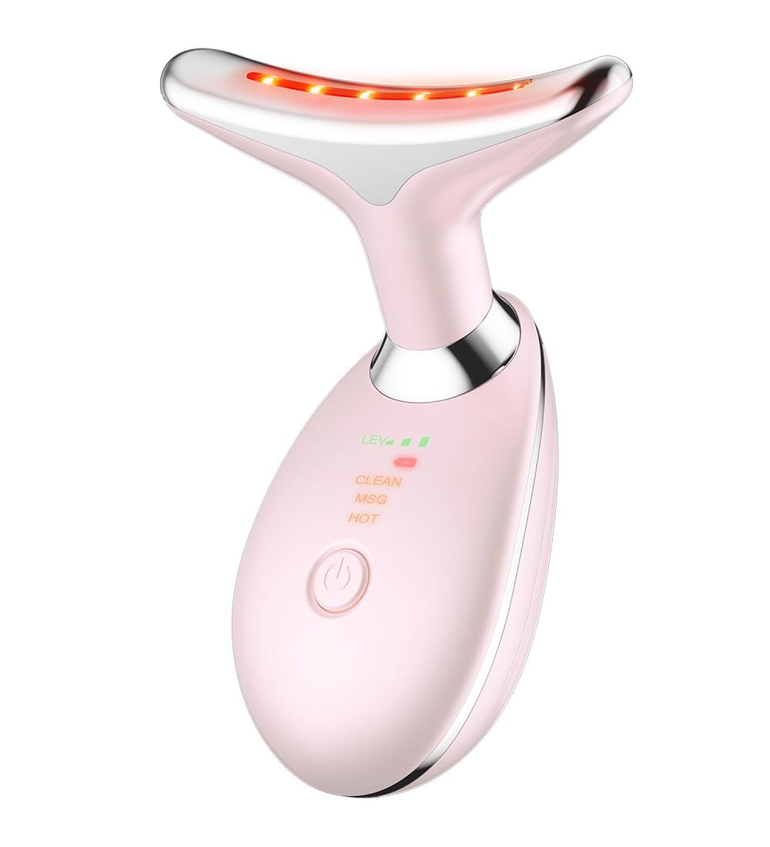 Neck Face Massager - Face Sculpting Tool with 3 Colour Modes & Vibration (Sakura Pink) - International Shipping Available - Buy Online on GoSupps.com