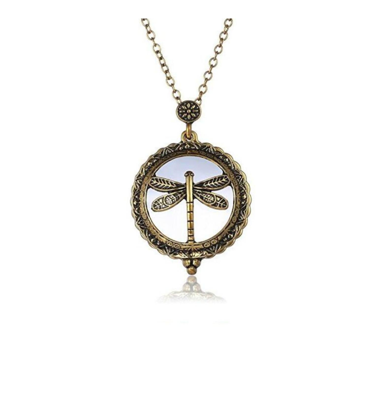 AKOAK 5X Portable Vintage Magnifying Glass Pendant Necklace for Library Reading Fine Print Zooming Increase Vision Jewelry and Gift (Dragonfly) - Buy Online on GoSupps.com