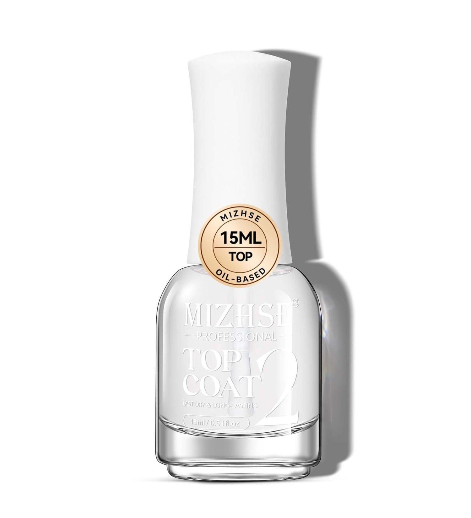 MIZHSE Clear Top Coat Nail Polish - Quick Dry Non-Gel High Shine Glossy Finish for DIY Manicure - 0.5 fl oz (15 ml) - Perfect for Home Use - Buy Online on GoSupps.com