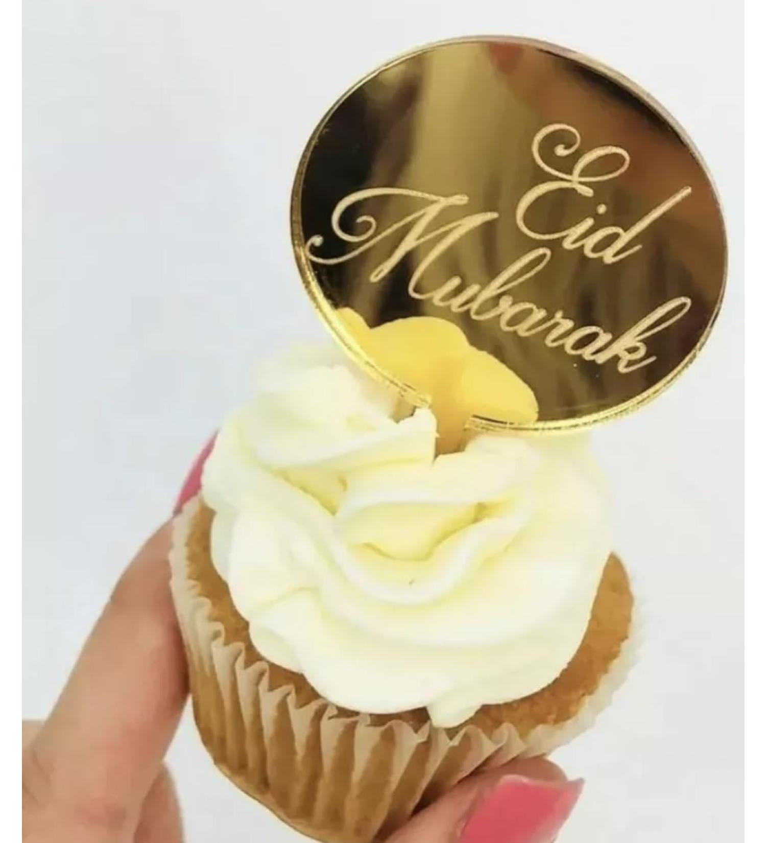 8 Eid Mubarak Cupcake Disc Toppers Gold Eid Cake Toppers Eid Gift Tags Eid Gift Charms Eid Cake Decorations. - Buy Online on GoSupps.com