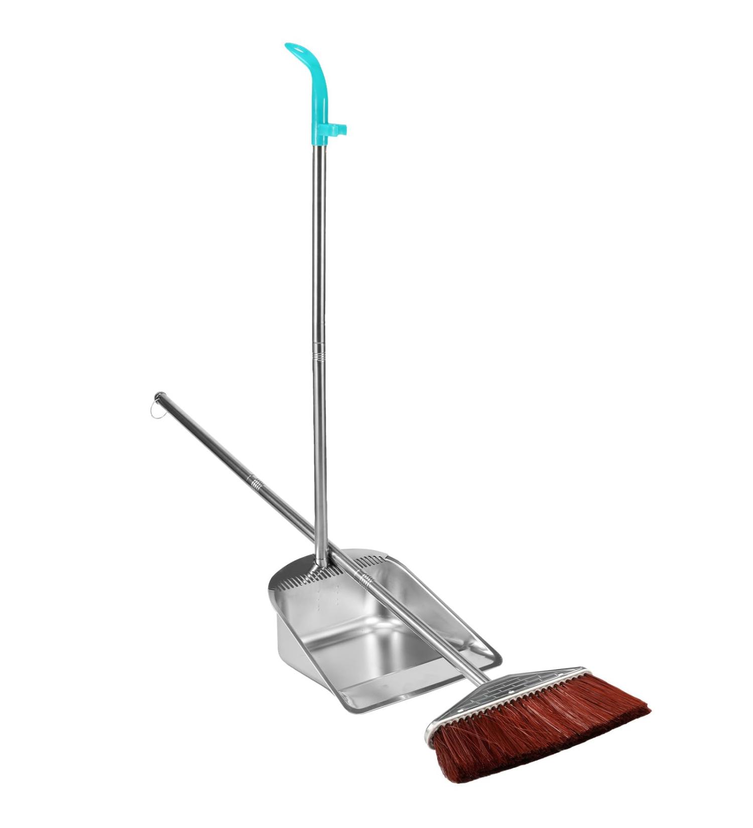 UYEXM Dustpan Set Stainless Steel Dustpan Combo Dust Pan with Long Handle for Sweeping Indoor Outdoor - Buy Online on GoSupps.com