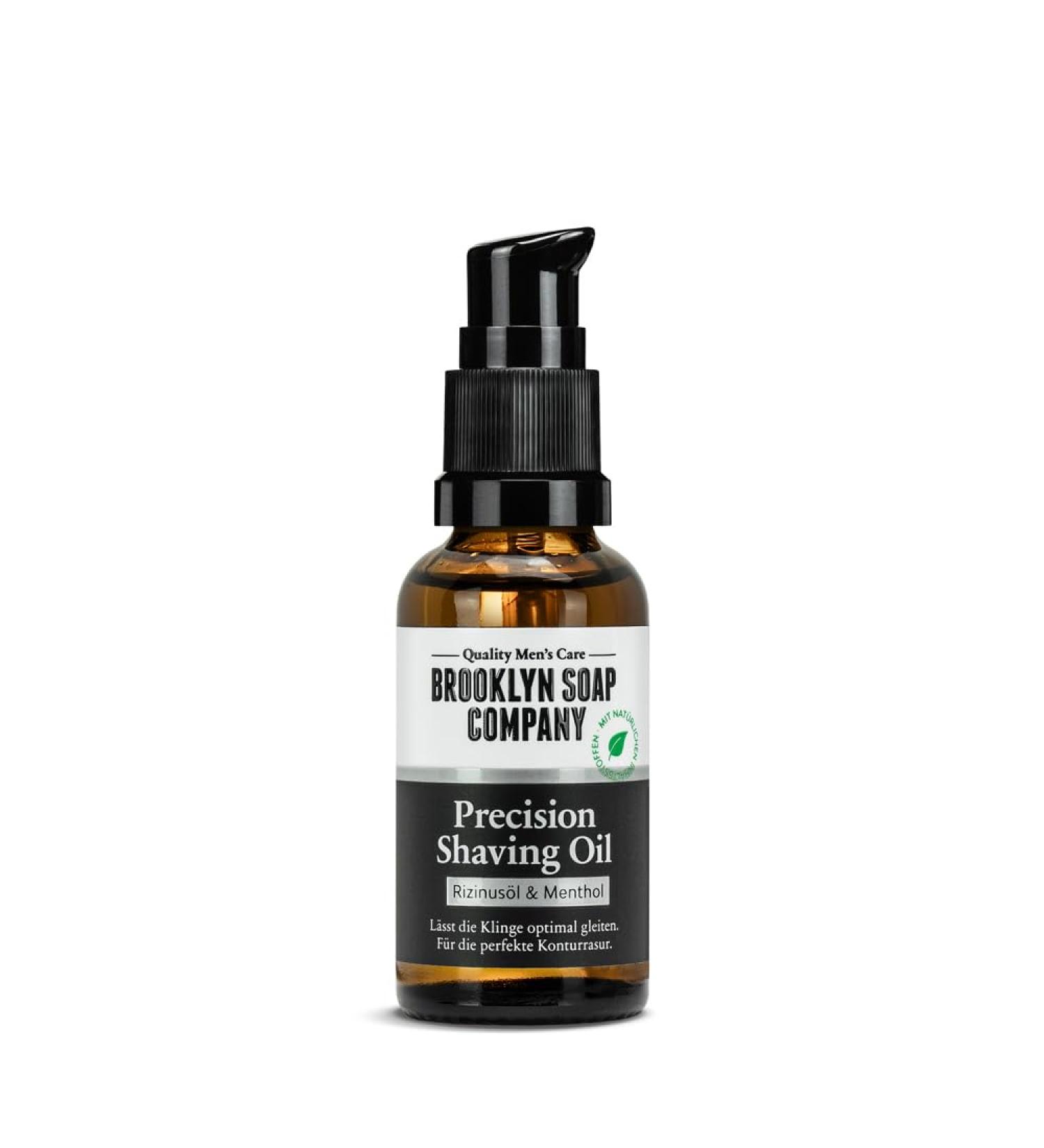 Brooklyn Soap Company, Precision Shave Oil 30 ml - Shaving Oil for a Close Shave of the Edges & Beard - Beard Oil with Castor Oil & Menthol