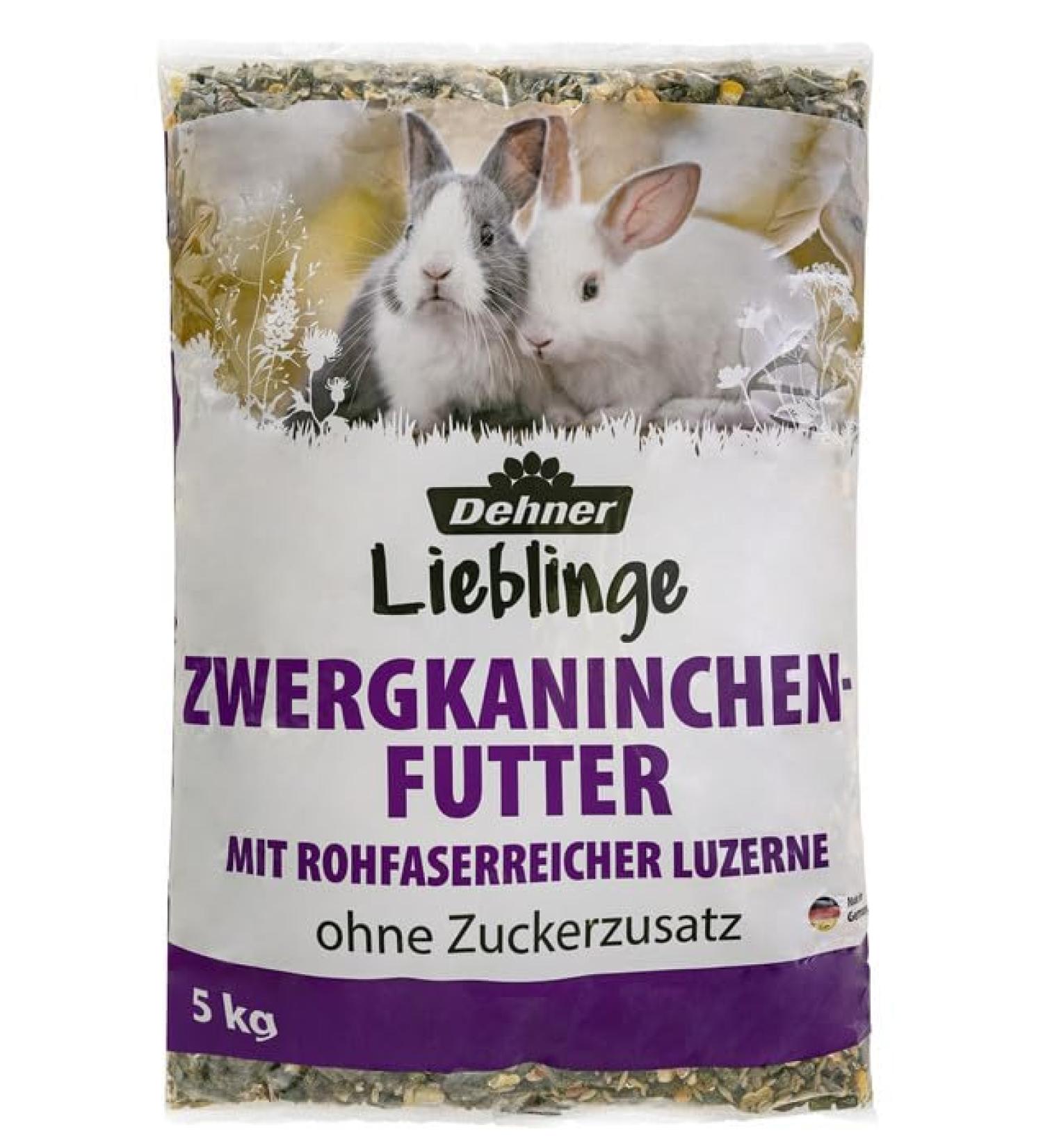 Dehner Dwarf rabbit feed |Rabbit feed in brand quality single feed for rabbits rodent food without added sugar and preservatives | with Lucerne and carrot |Adult |5 kg rabbits 5 kg (1 Pack)