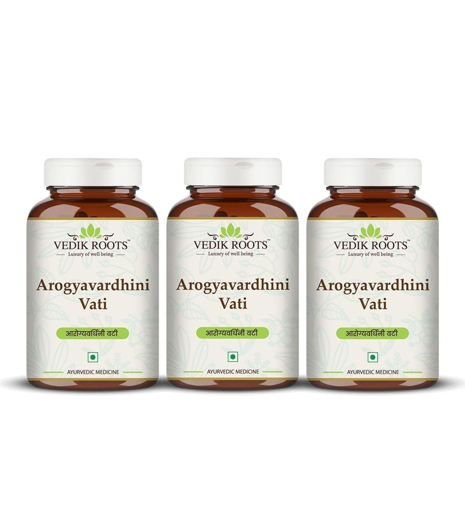 VEDIKROOTS Arogyavardhini Vati Tablets - Natural Detox and Liver Health Support for Spleen Enlargement Reduces Bloating for Nutrient Absorption Improvement 120 Tablets (Pack of 3)