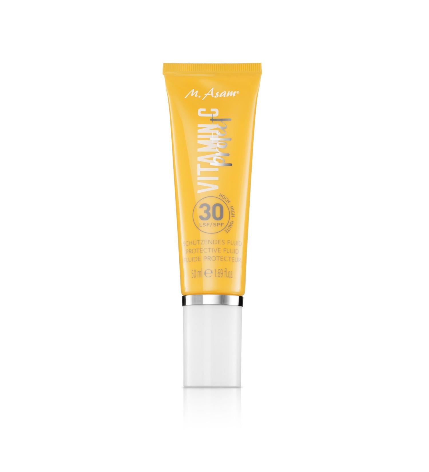 M. Asam Vitamin C Protect Fluid 50ml | Nourishing SPF 30 Sun Protection | 3-in-1 UV Infrared & Blue Light Defense for Anti-Aging Facial Care - Buy Online on GoSupps.com